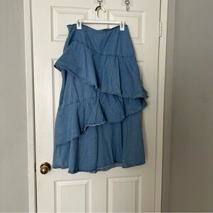 SHEIN MOD St Patrick Day Spring Break Cute Denim Ruffle Skirt